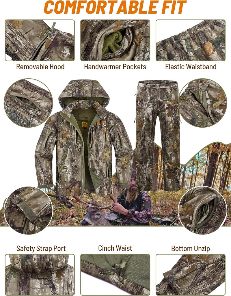 NEW VIEW Camo Hunting Clothes for Men, Quiet Warm Fleece Lining, Cold Weather Deer Hunting Jacket and Pants with Face Mask - Image 5